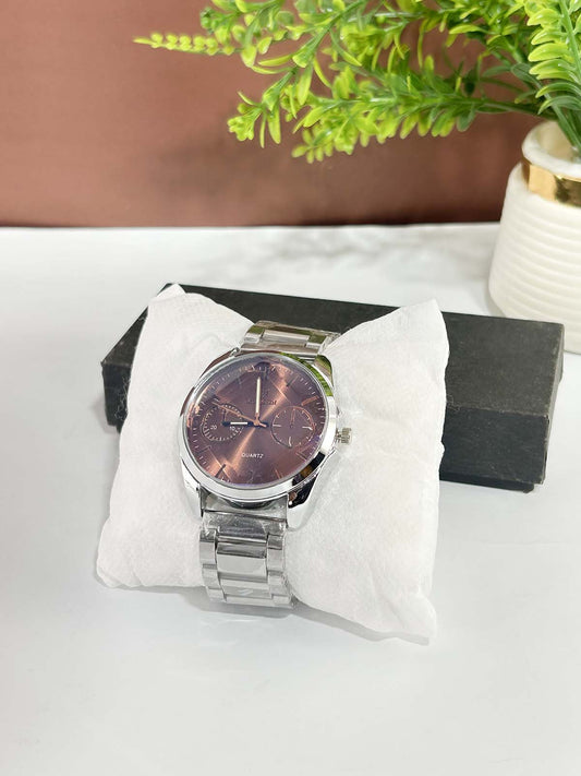 Silver Stainless Steel Watch For Men MW202