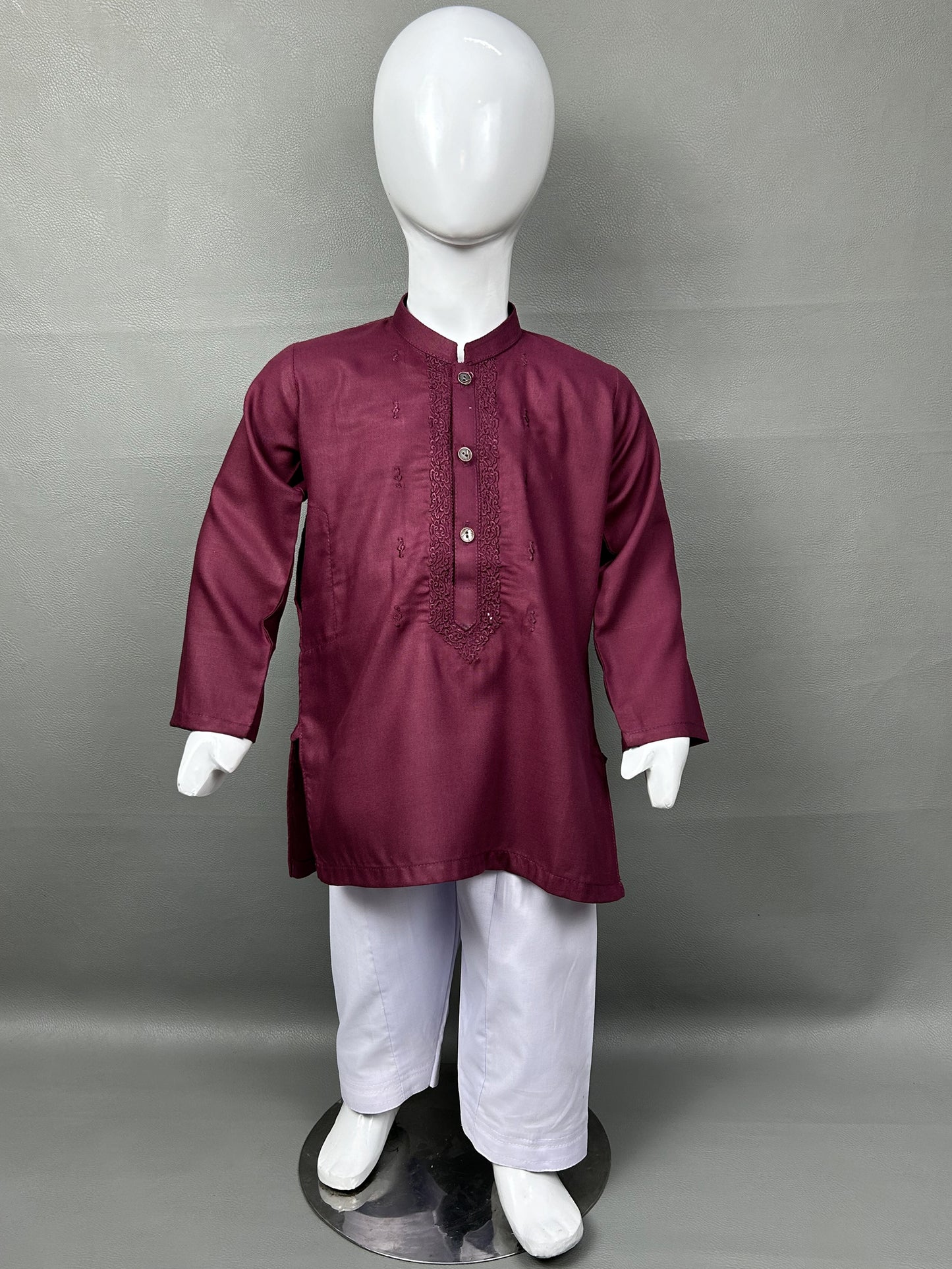 2Yrs - 14Yrs 720 Maroon Kameez Shalwar Suit For Boys AM BKS121