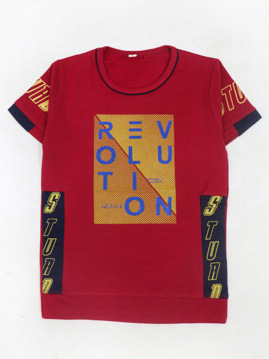 BTS06 Hello Too Boys T-Shirt 4Yrs - 8Yrs Revolution Red