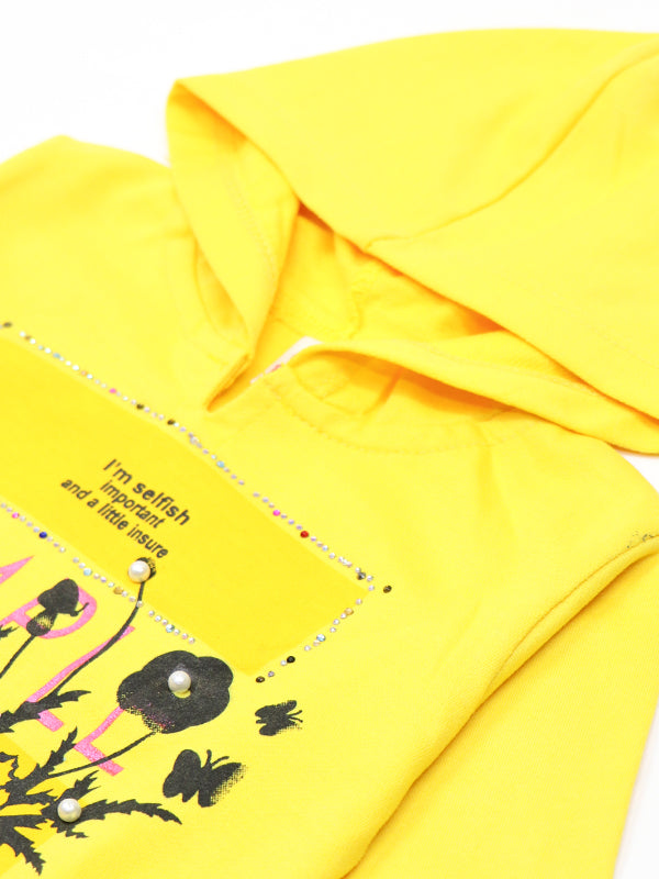 MZ Girls Hooded T-Shirt 1 Yrs - 4 Yrs Simple Yellow