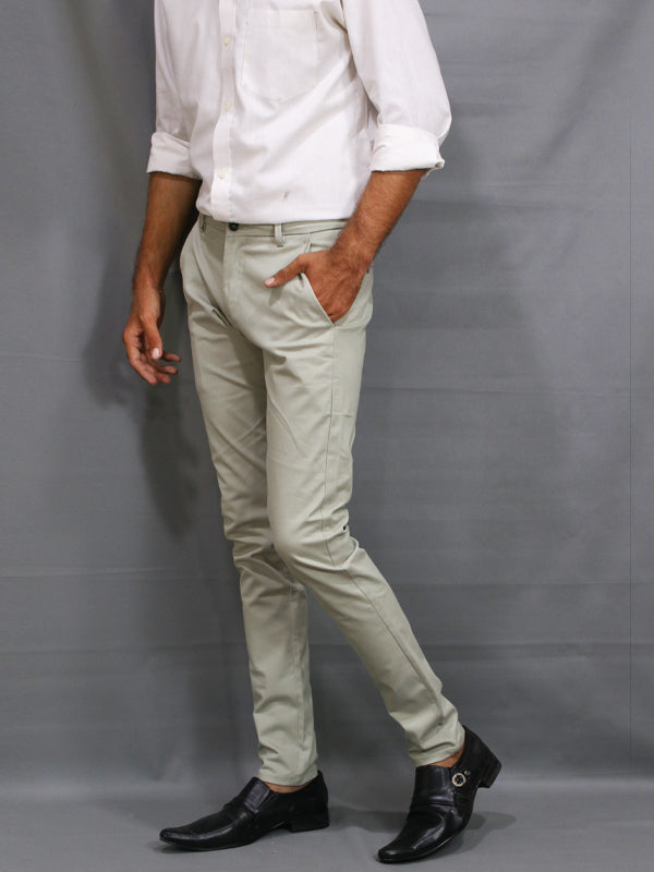 Smoke White Cotton Chino Pant For Men MCP06