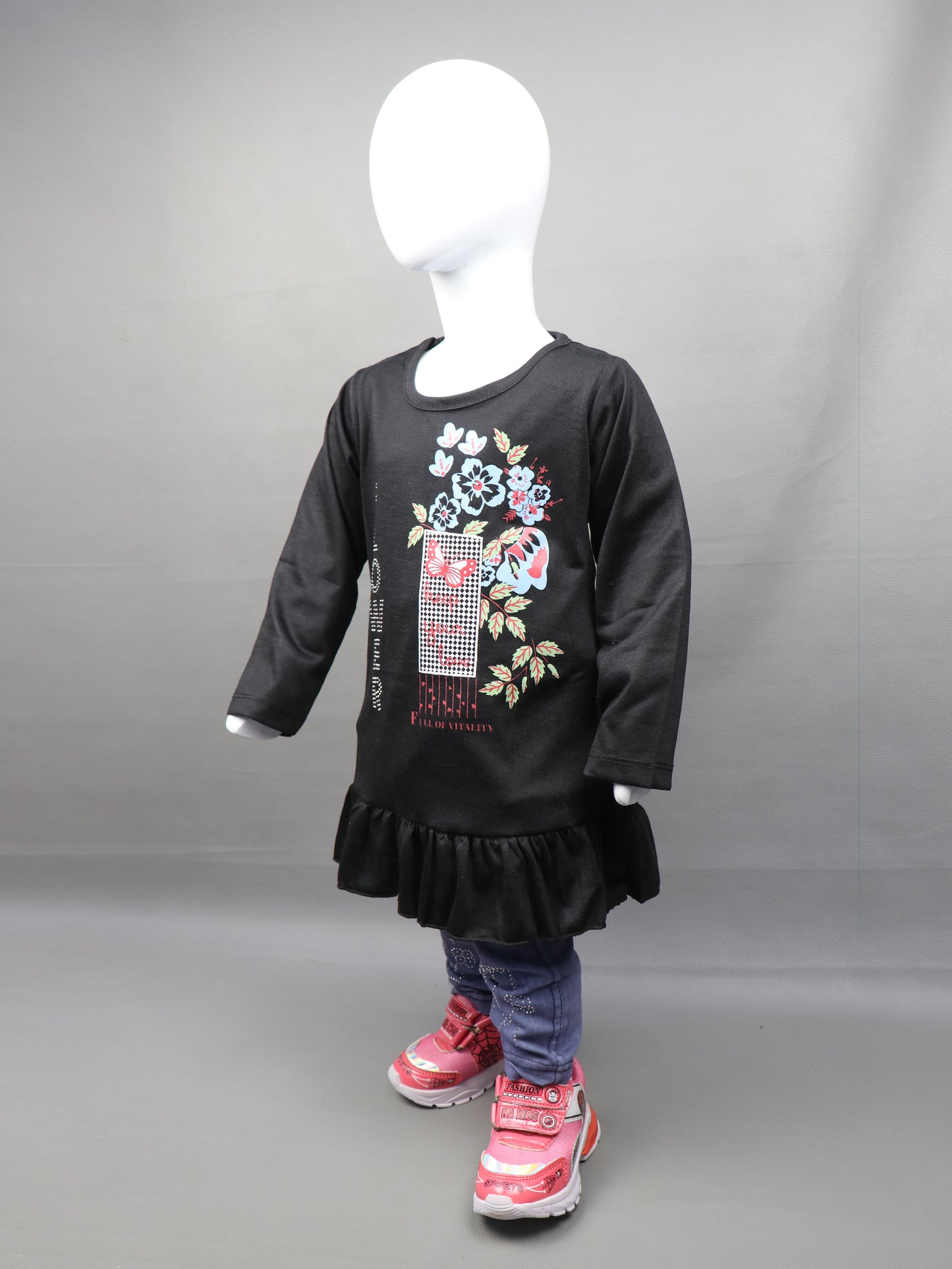 3Yr - 6Yrs Flowers Black Suit For Girls IC GS108