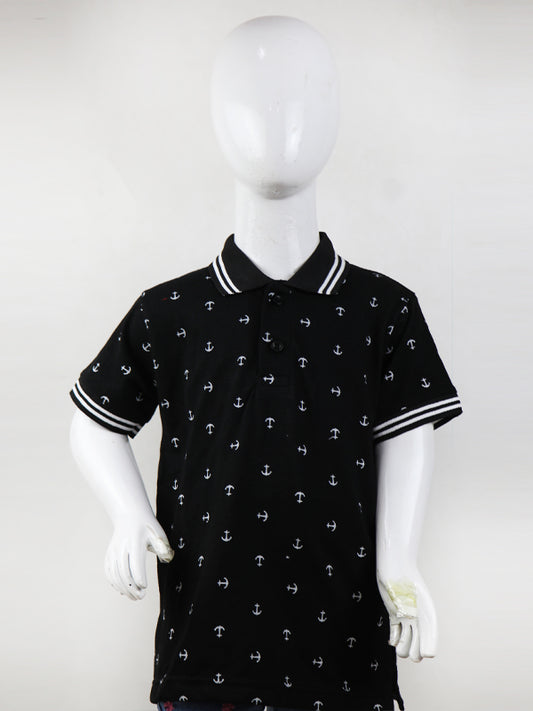 BTS01 MM Boys Polo T-Shirt 2.5Yrs - 8Yrs Anchor Black
