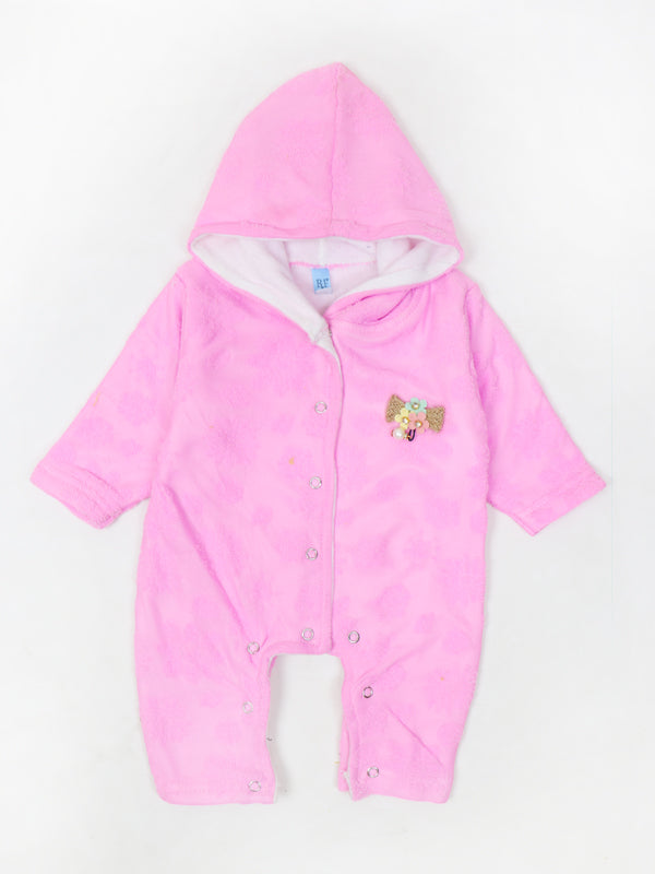 ATT Newborn Hooded Romper 3Mth - 9Mth Flower Light Pink