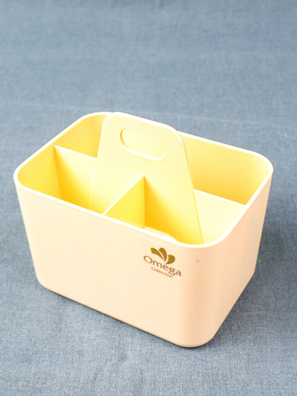 3 Compartments Cream Portable Storage Box