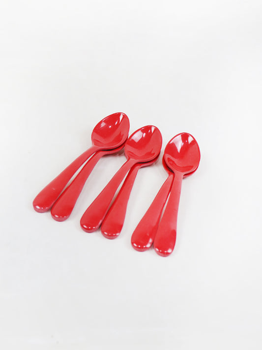 Pack of 6 Melamine Spoon Red