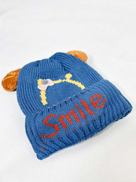 Smile Blue Beanie Winter Cap For Kids BWC42