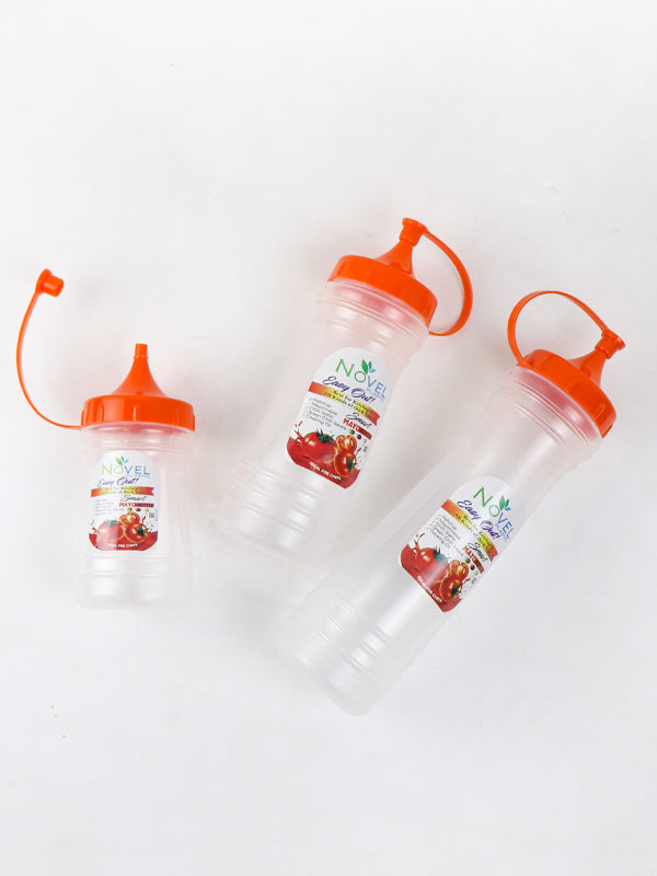 Novel Transparent Pack of 3 Ketchup Bottle Orange