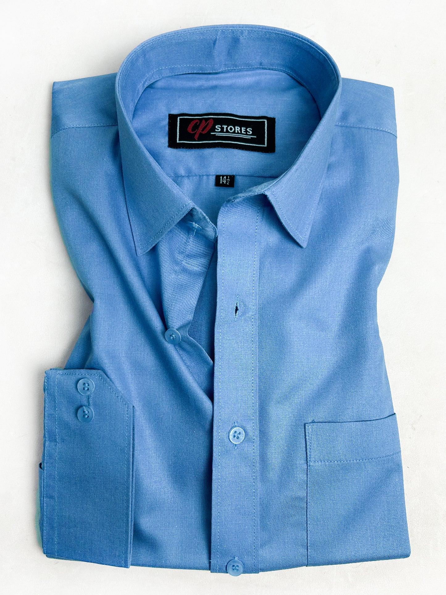 Blue Plain Formal Dress Shirt For Men AN MFS112