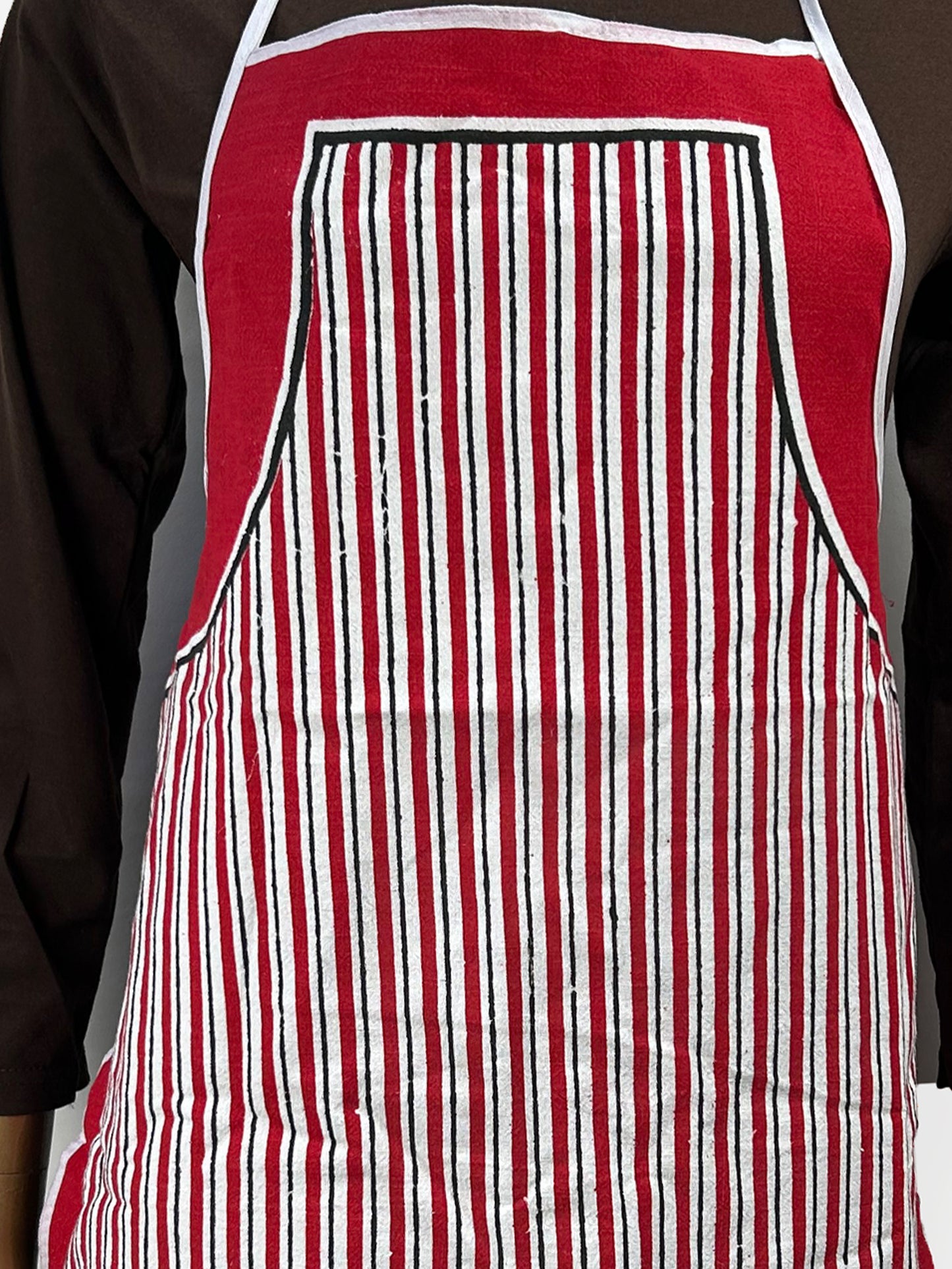 Red Cotton Kitchen Cooking Apron With Front-Pocket KA13