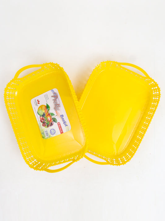 Yellow Pack of 2 Multipurpose Tray Baskets for Fruits & Vegetables Storage