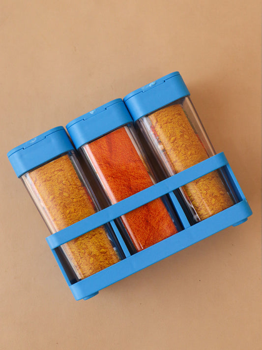 Pack Of 3 Herb And Spice Container Rack Blue