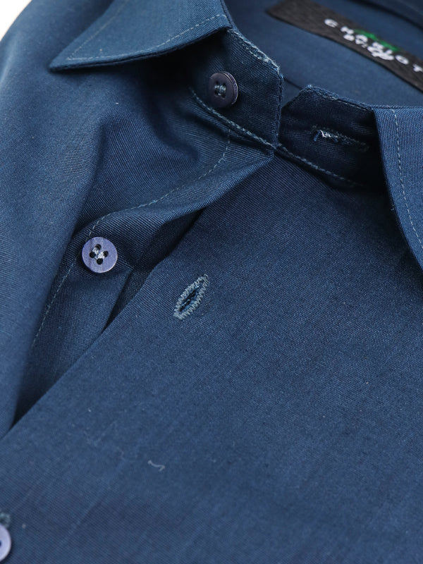 Z Men's Plain Chambray Formal Dress Shirt Sea Blue – The Cut Price