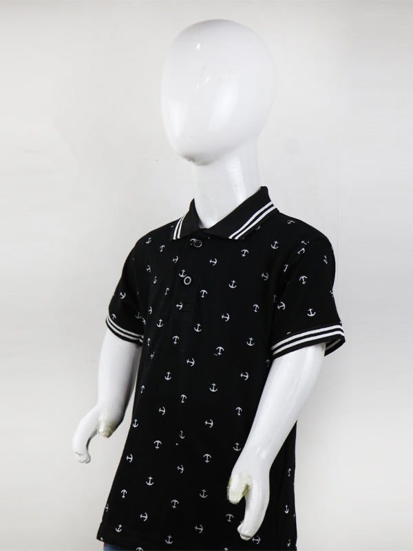BTS01 MM Boys Polo T-Shirt 2.5Yrs - 8Yrs Anchor Black