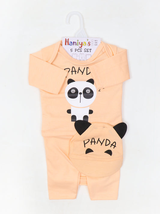 HG Newborn 5Pcs Gift Set 0Mth - 3Mth Panda Light Peach