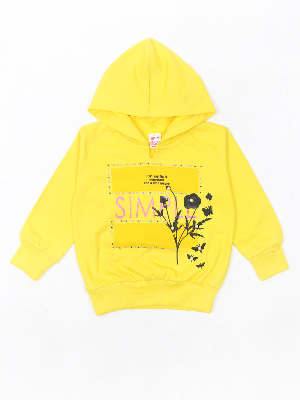 MZ Girls Hooded T-Shirt 1 Yrs - 4 Yrs Simple Yellow