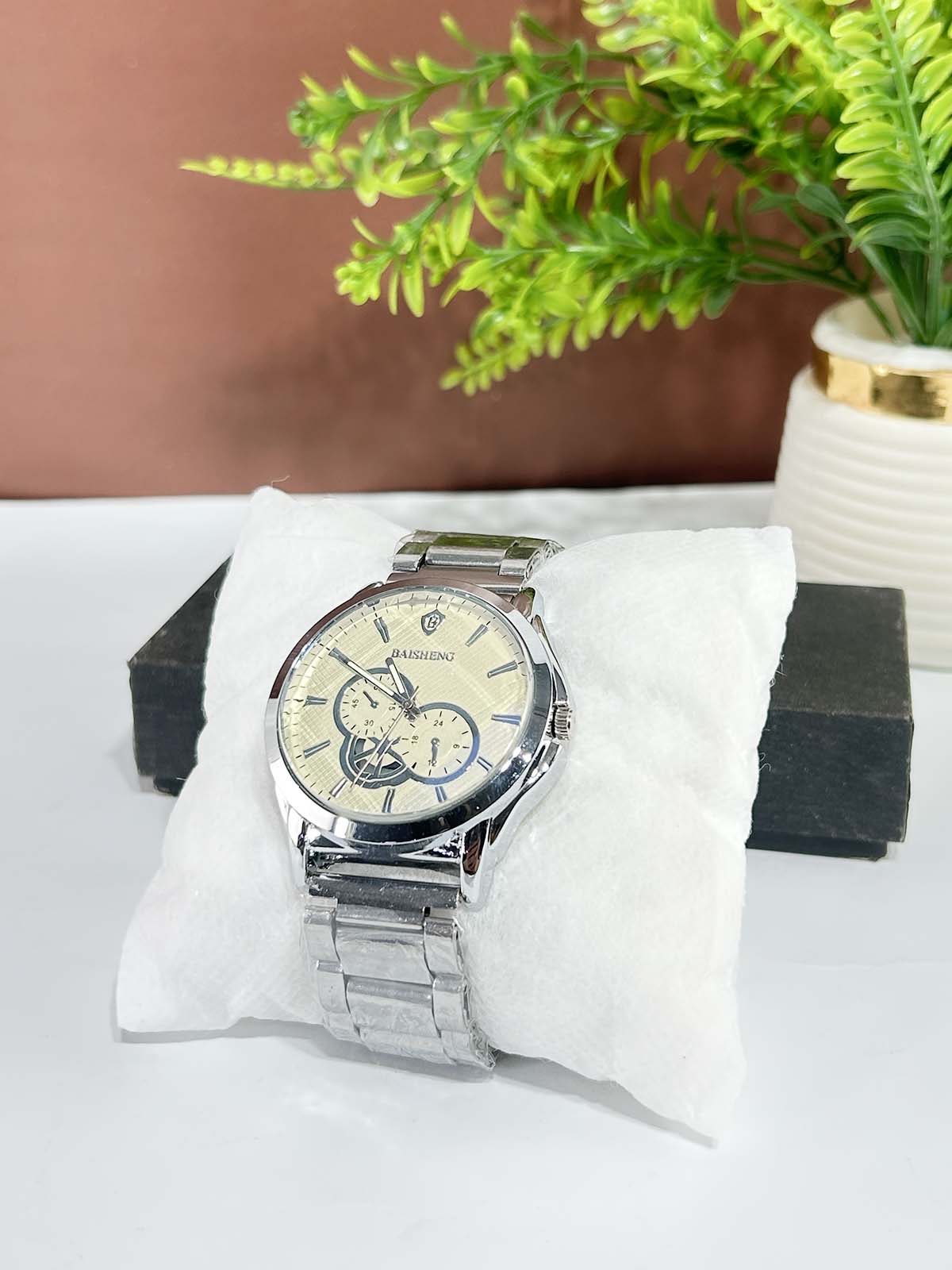 Silver Stainless Steel Watch For Men MW203