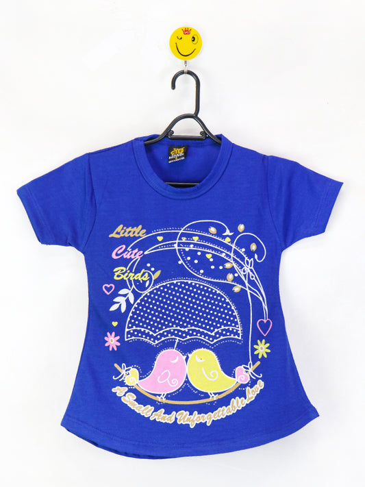 TB Girls T-Shirt 2.5 Yrs - 7 Yrs Cute Birds Blue