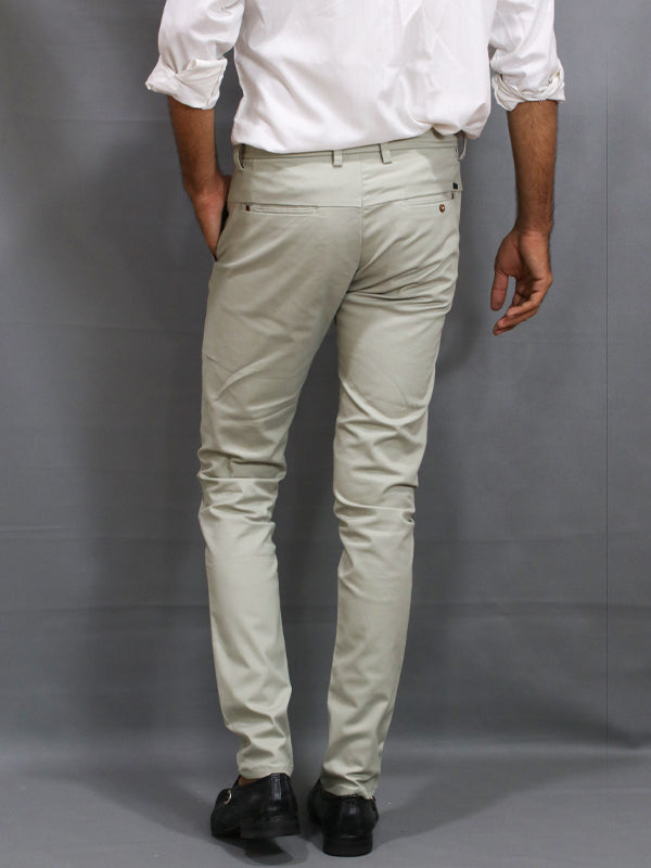 Smoke White Cotton Chino Pant For Men MCP06