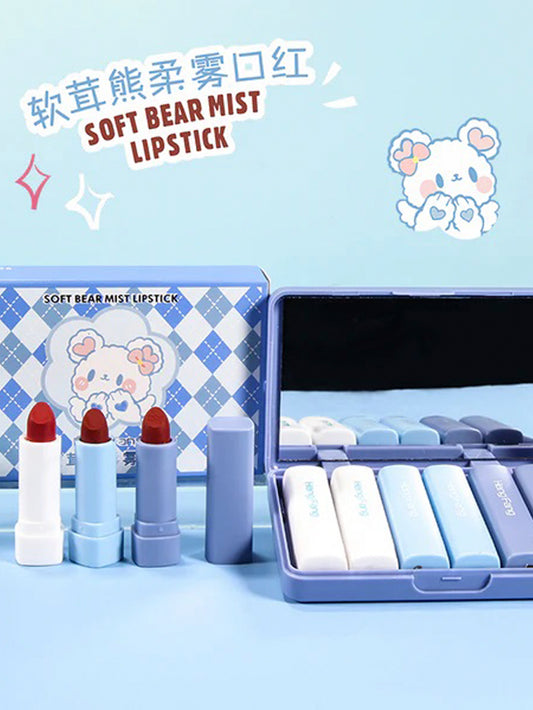 6pcs Heng Fang Soft Bear Matte Lipstick Set