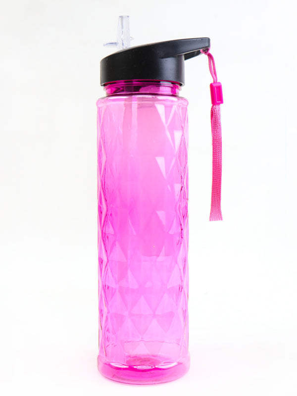 Transparent Reusable Water Bottle Diamond- Pink