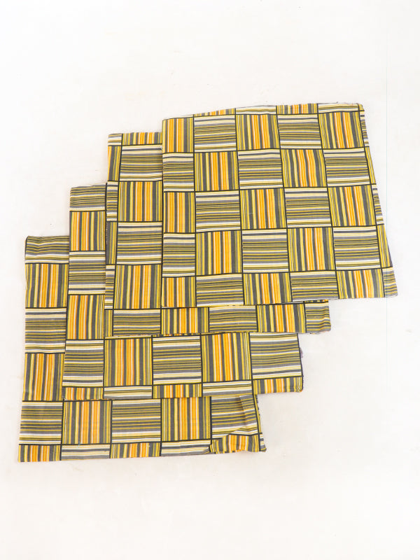 Yellow Lines Pack Of 4 Cotton Pillow/Cushion Cover 15" x 15"