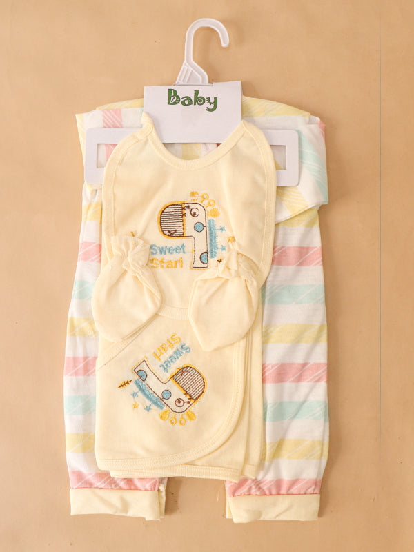 0Mth - 3Mth Sweet Light Yellow 5Pcs Gift Set For Newborn NBGS45