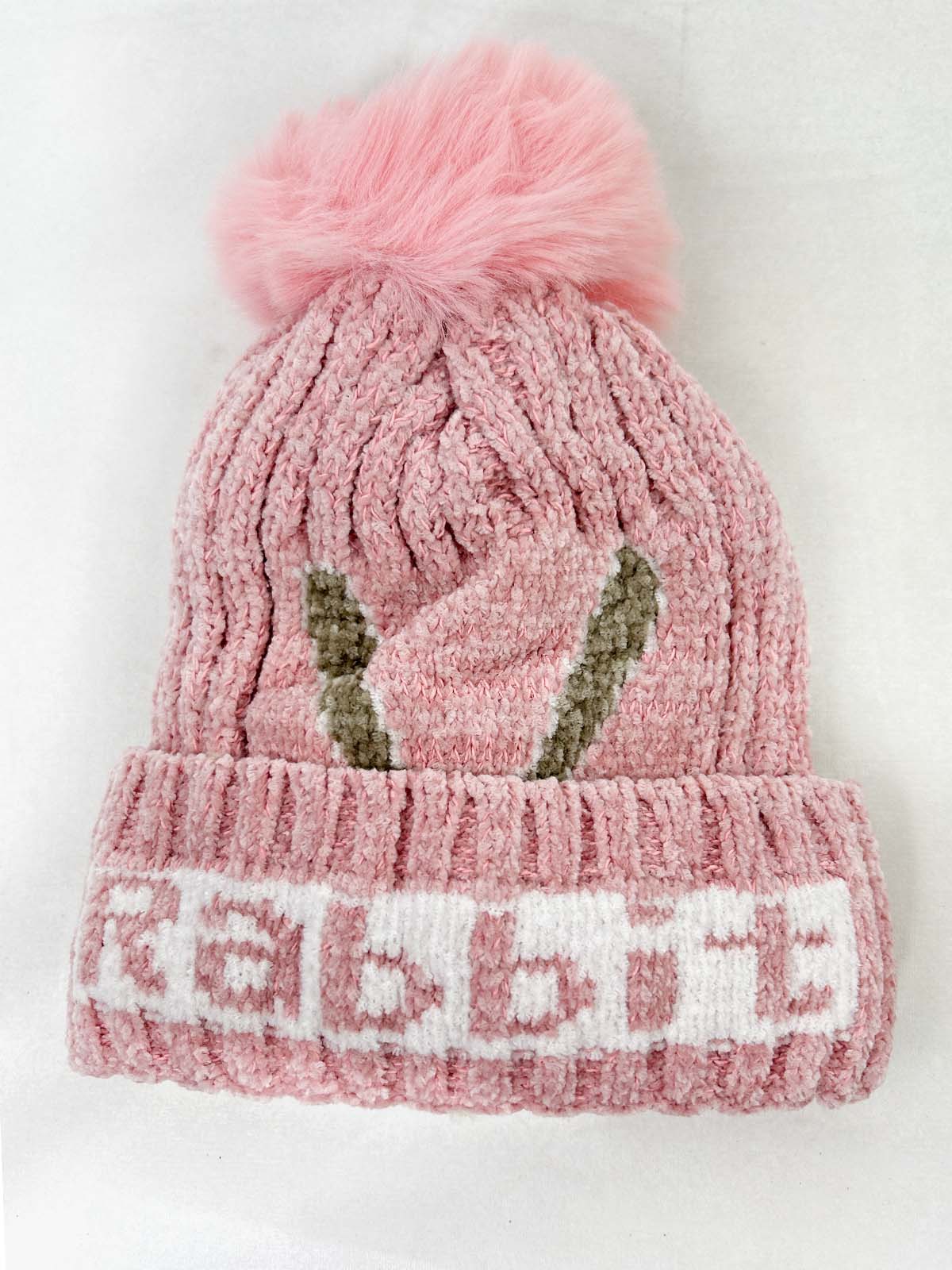 Rabbit Pink Beanie Winter Cap For Kids BWC43