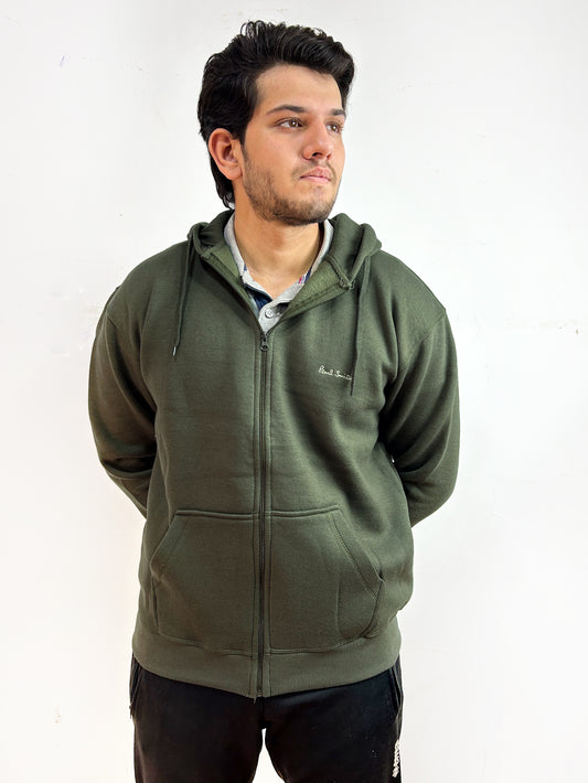 Dark Green Zipper Hoodie For Men MG MH21