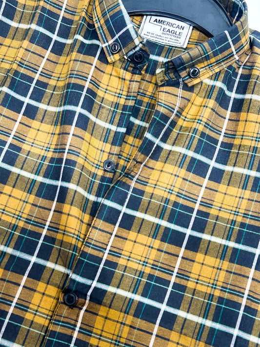 Yellow Checks Casual Shirt For Men MCS140