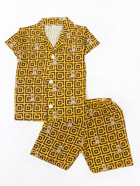 BS59 M Kids Suit 1Yrs - 4Yrs Printed Bear Yellow