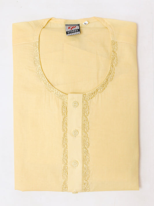 AM 100% Premium Cotton Kurta Magsi for Men Yellow