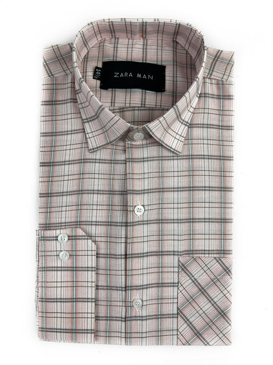 Pink Checks Formal Dress Shirt For Men MFS325