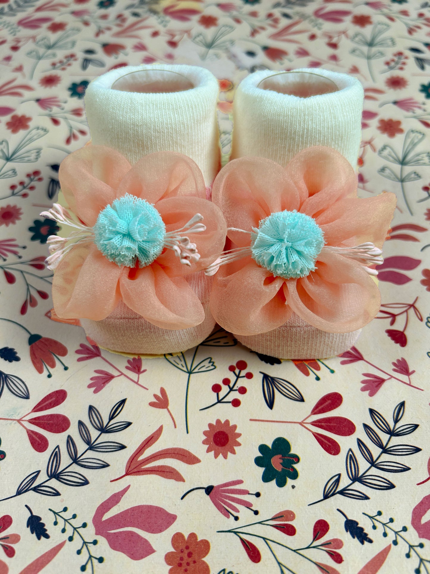 Floral Booties For Newborn NB15