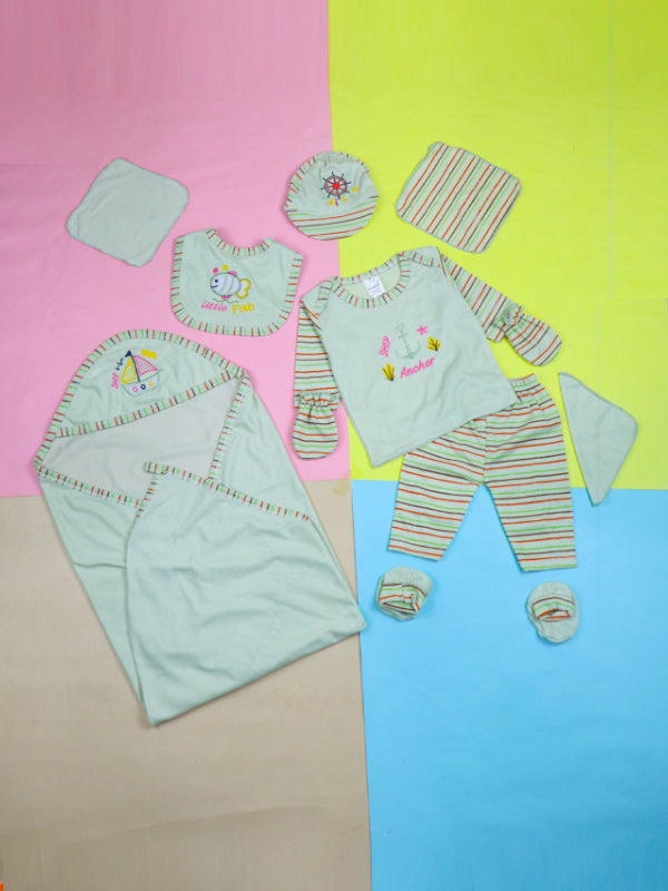 NBGS43 Newborn 10Pcs Gift Set 0Mth - 3Mth Ship Shadow Green