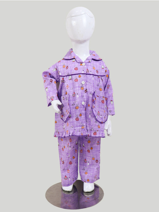 NG Kids Cotton Night Suit 1Yr - 5Yrs 04 Purple
