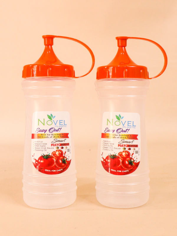 Pack Of 2 Orange Novel Transparent Medium Ketchup Bottle