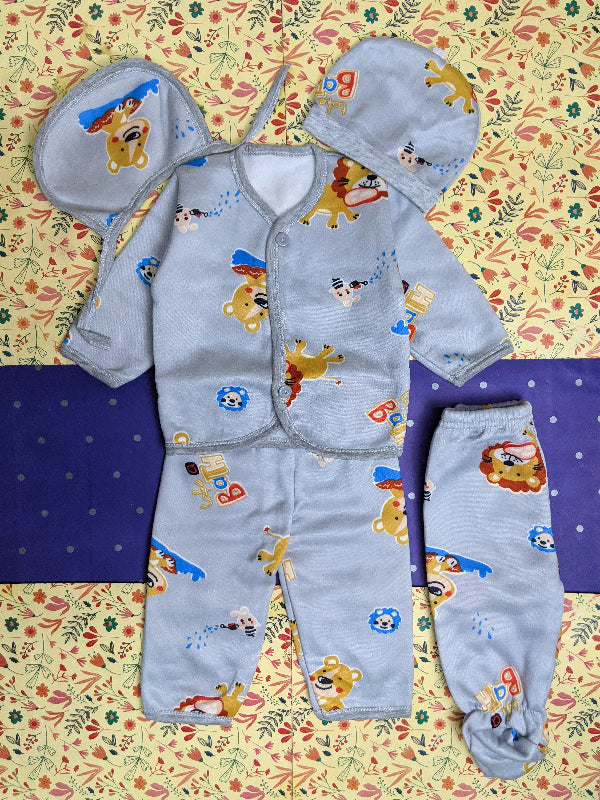 0Mth - 4Mth Grey 5Pcs Fleece Suit For Newborn BG NBGS64