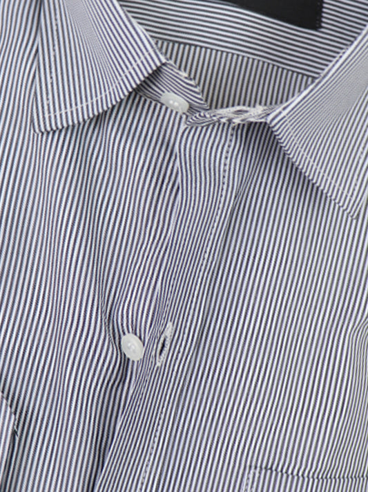 MFS14 AN Men's Formal Dress Shirt Black Lines