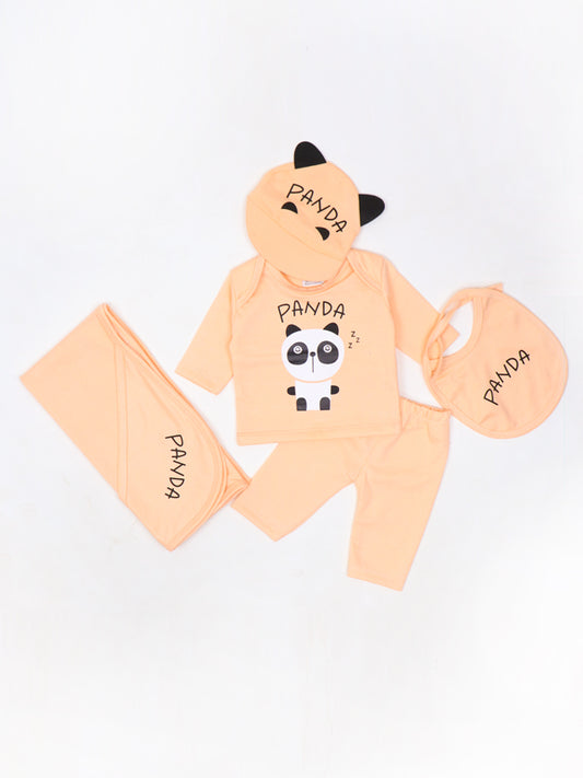 HG Newborn 5Pcs Gift Set 0Mth - 3Mth Panda Light Peach