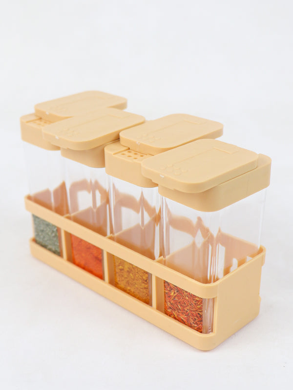 Herb and Spice Rack with 4 Plastic Jar Bottles Fawn
