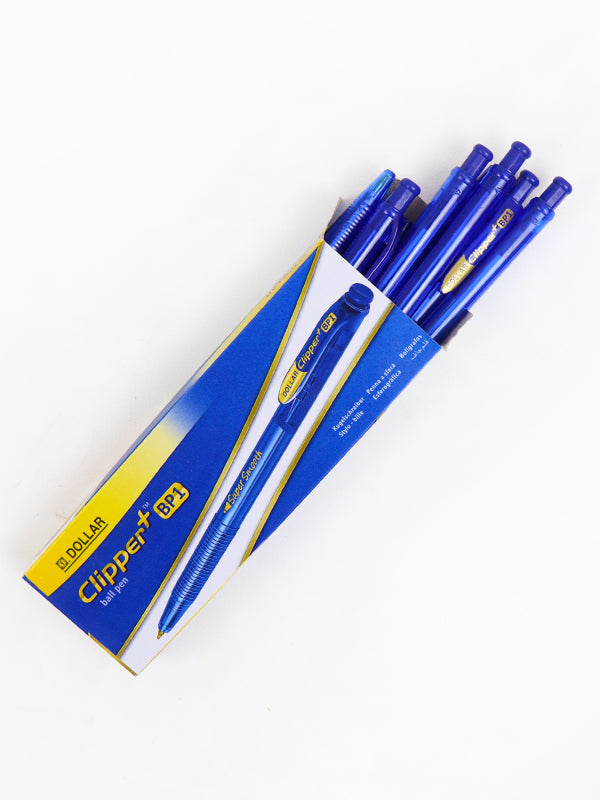 Pack Of 10 Dollar Clipper+ Ball Pen - Blue – The Cut Price