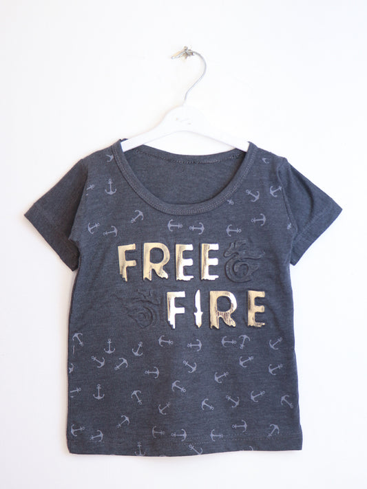 TB01 Boy T-Shirt 3 Yrs - 8 Yrs Free Fire Grey Blue