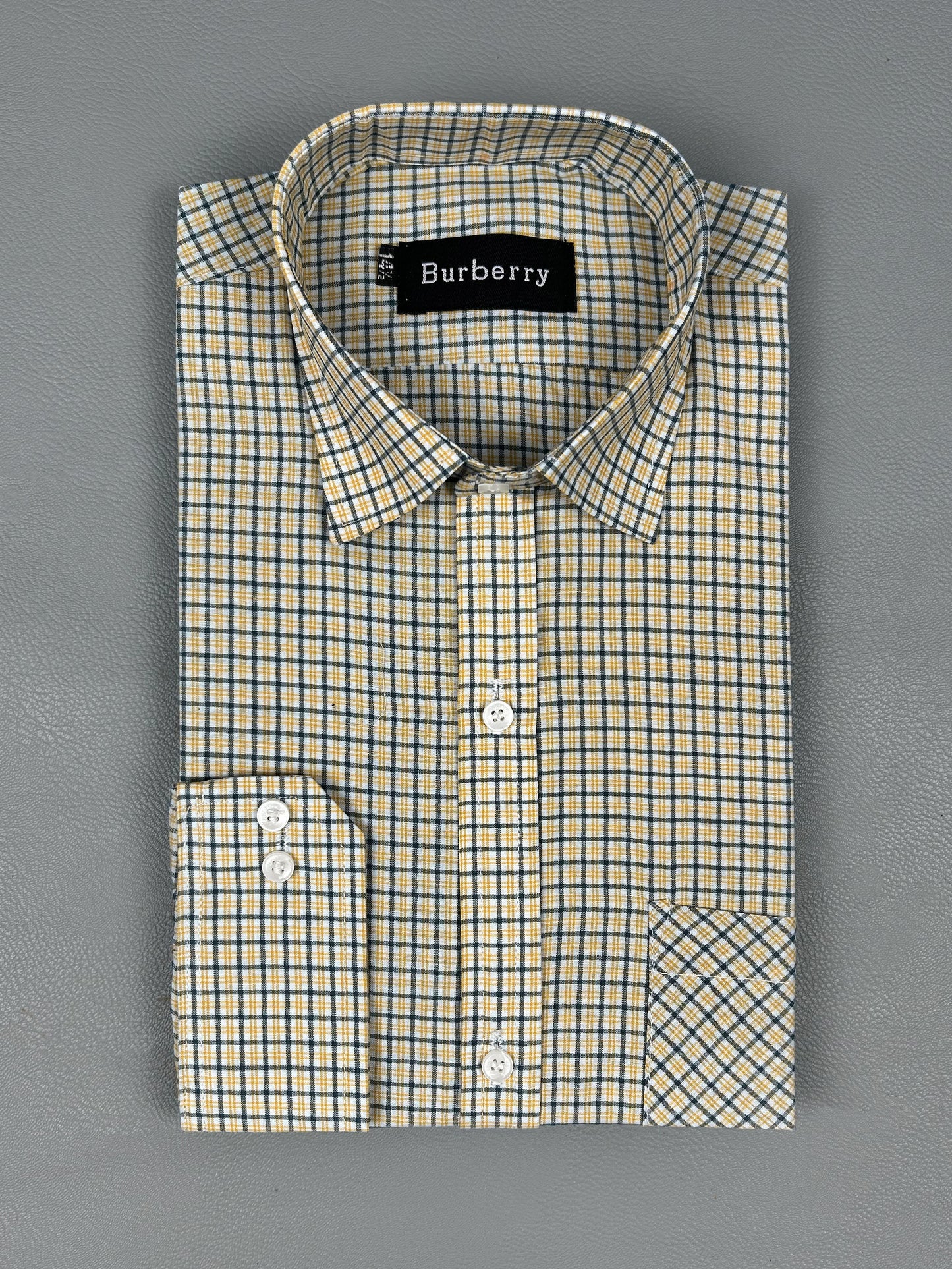 Yellow Grid Check Formal Dress Shirt For Men AZ MFS206