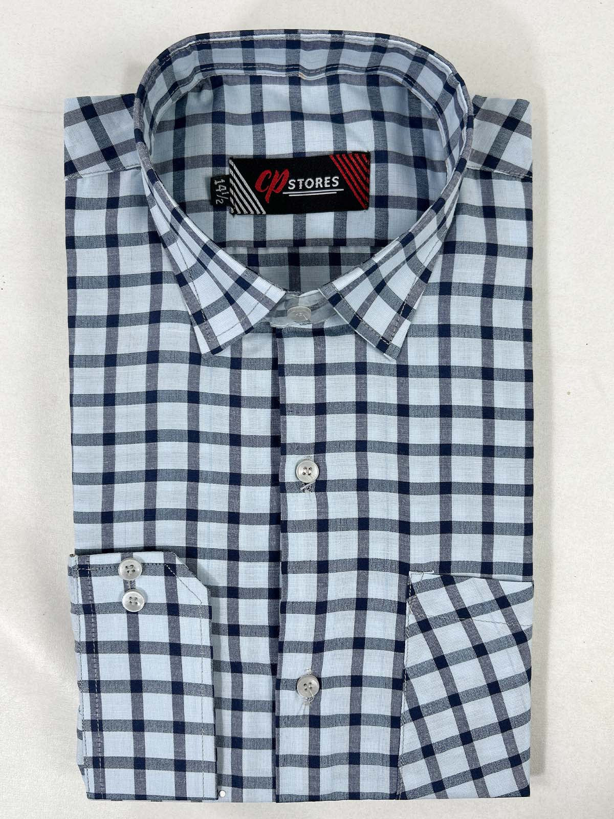 Blue Checks Formal Dress Shirt For Men MFS368