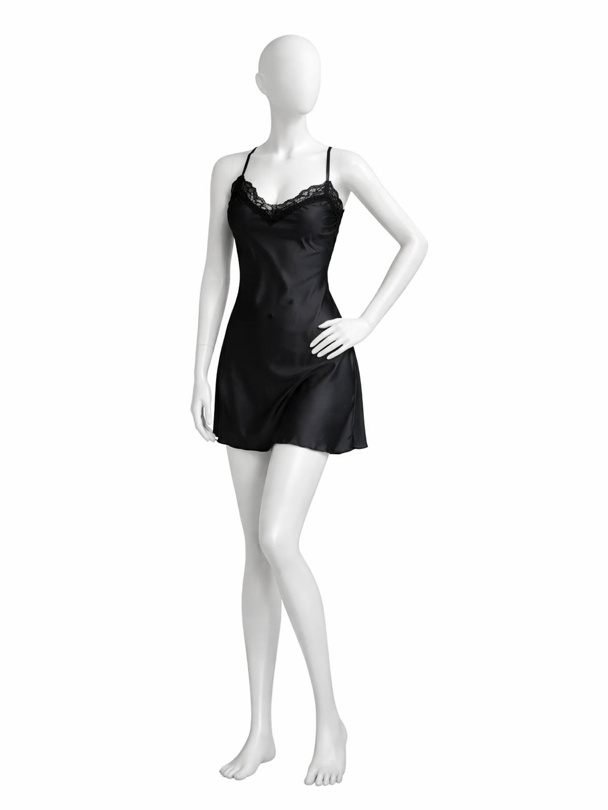 Short Satin Black Nighty for Girls and Women WSN05