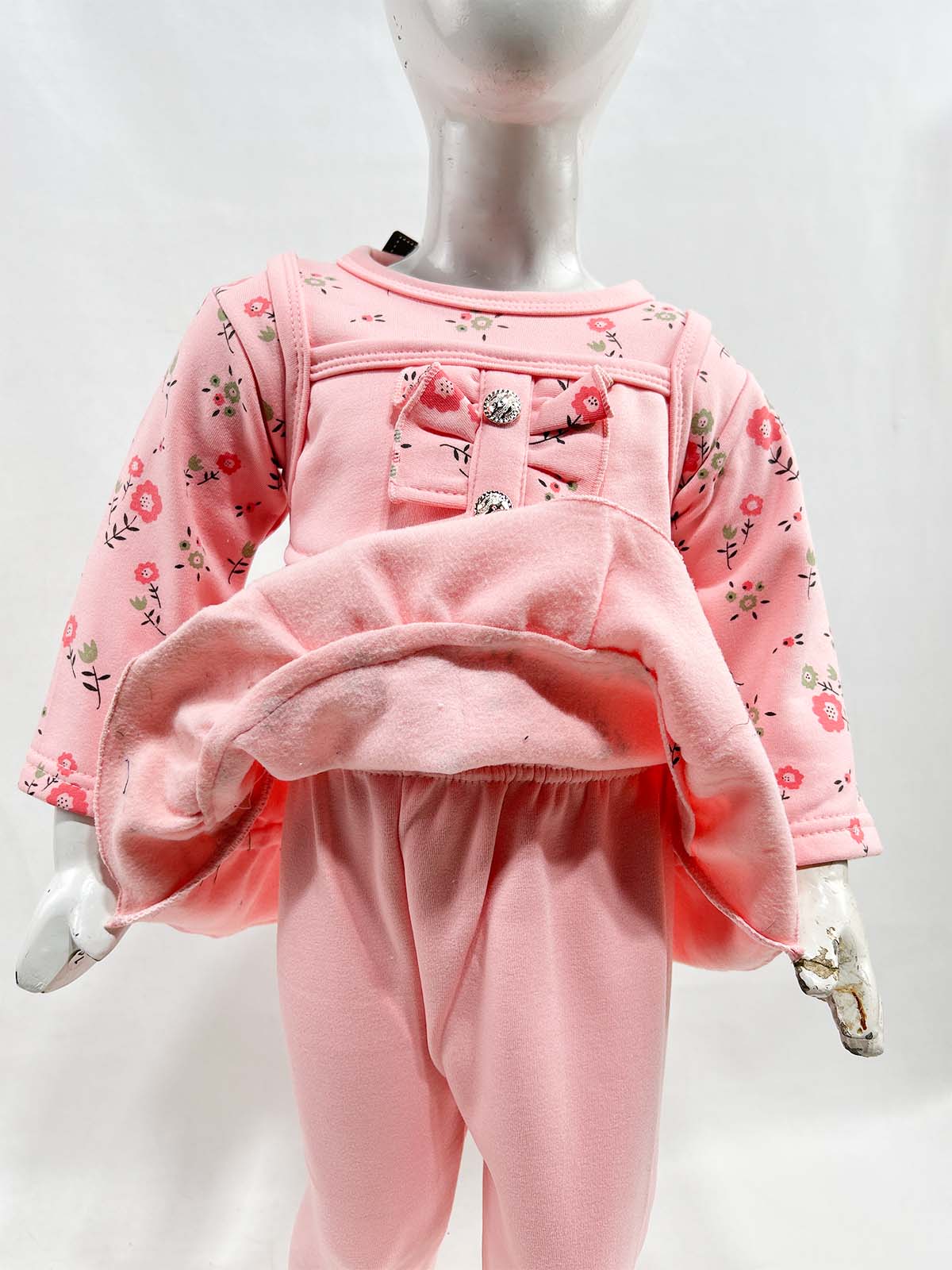 1Yr - 4Yrs Fleece Floral Pink Suit For Girls SF GS315