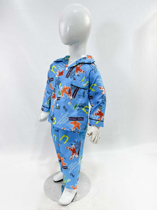 1Yrs - 5Yrs Blue Cotton Night Suit For Kids NG BNS21