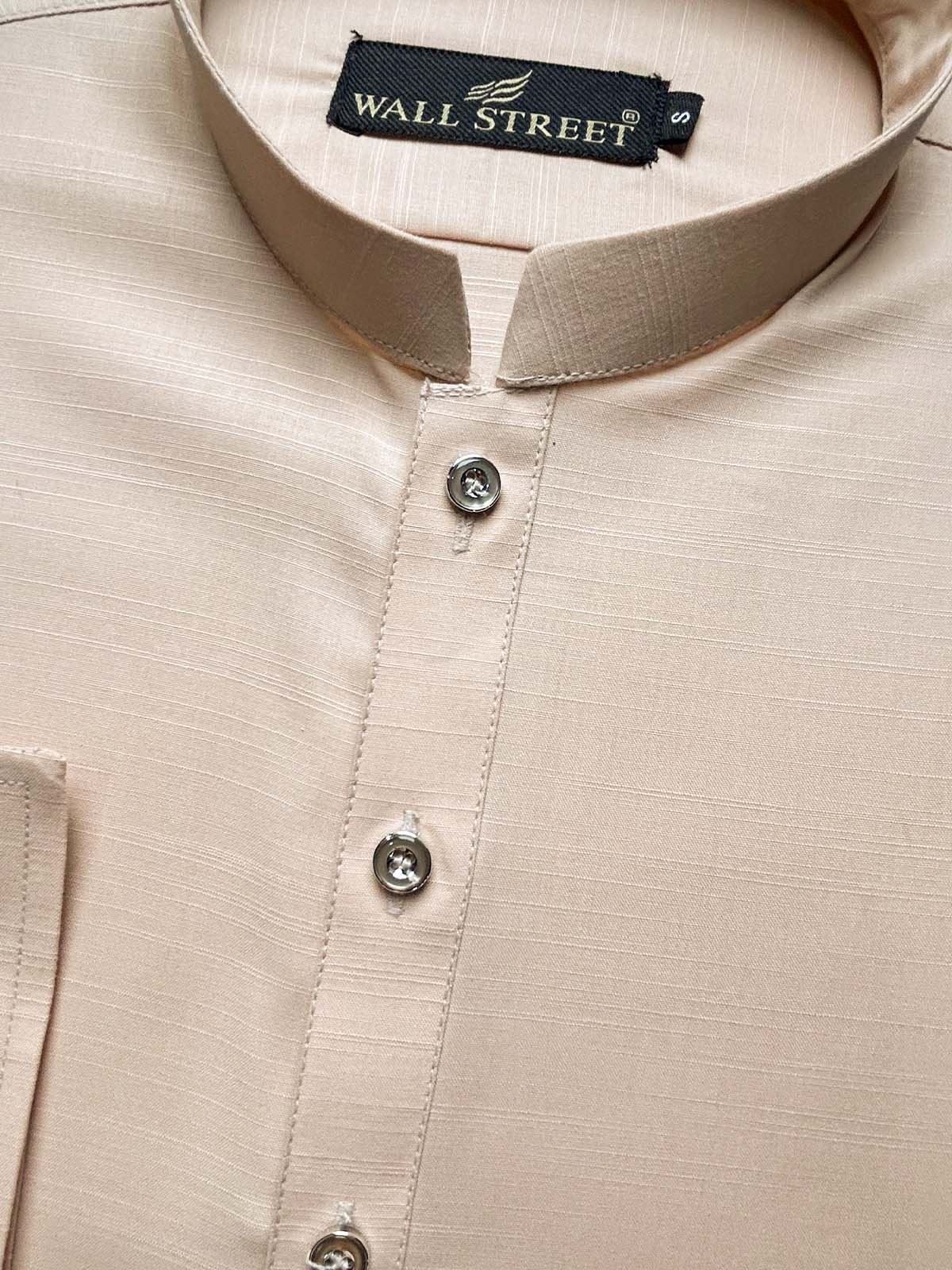 P923-10 Light Brown Stitched Suit Sherwani Collar Kurta Pajama For Men MSK384