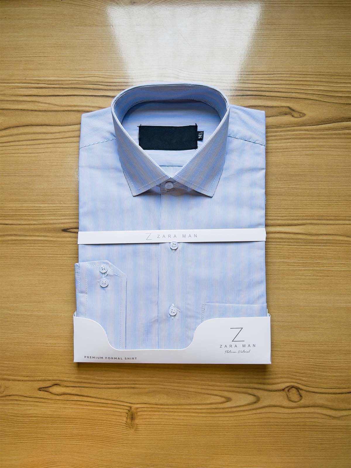 Blue Micro Lines Formal Dress Shirt For Men MFS431